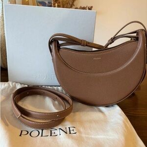 Polene number Ten Lychee-patterned cowhide crescent bag